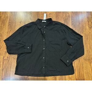 James Perse Women's Boxy Oversized Button Down Top Black Size 3 (Large)  NWT